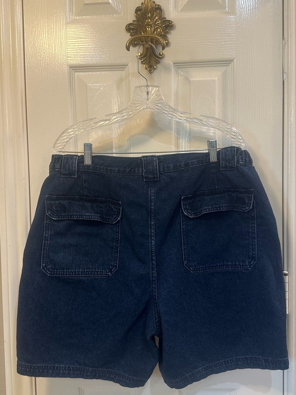 Croft & Barrow Men’s Dark Blue Denim Cargo Shorts Elastic Sides 6 Pockets Sz 38 - Picture 9 of 9